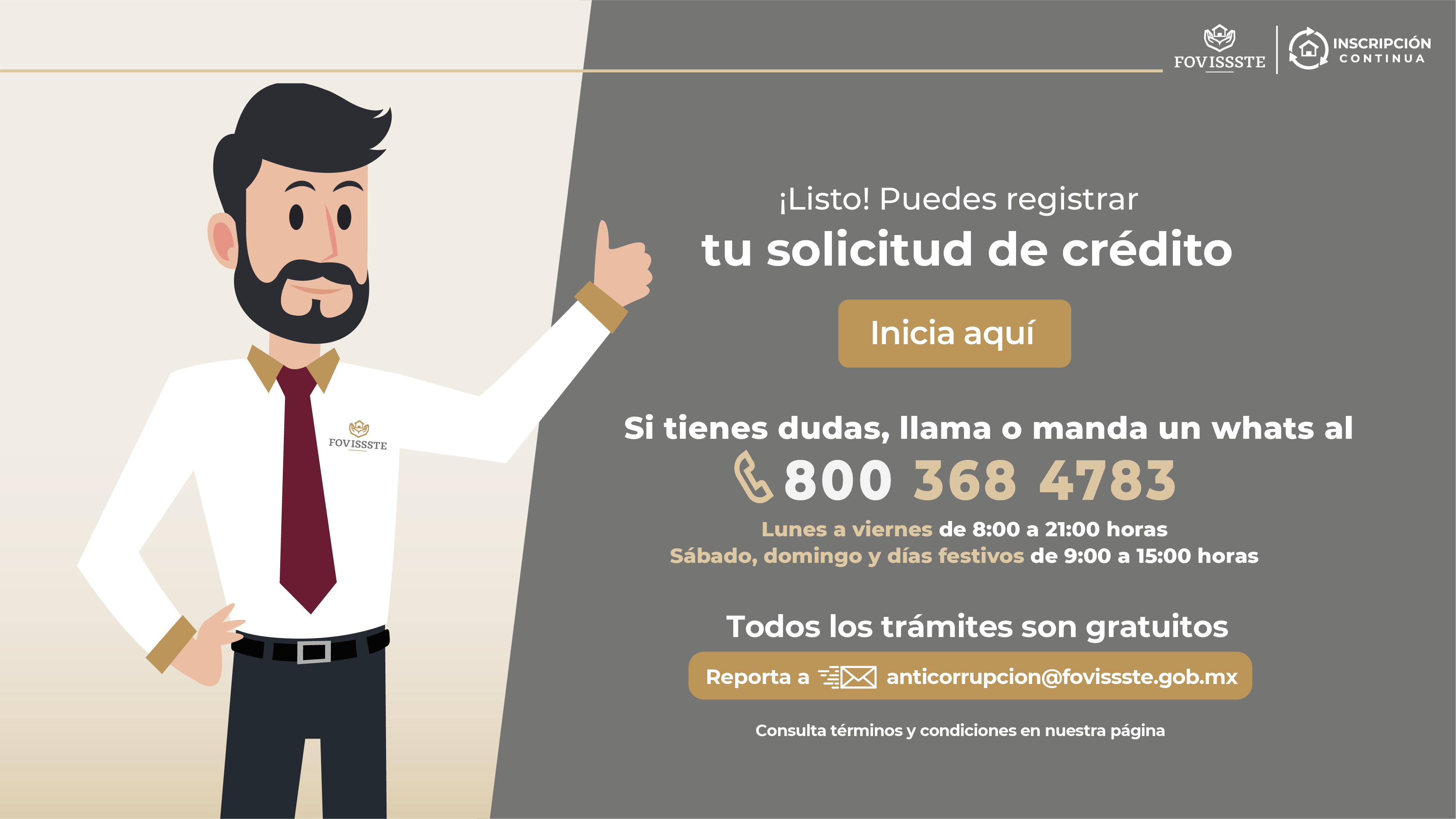 ¡Listo! Puedes registrar tu solicitud de crédito Inicia aquí